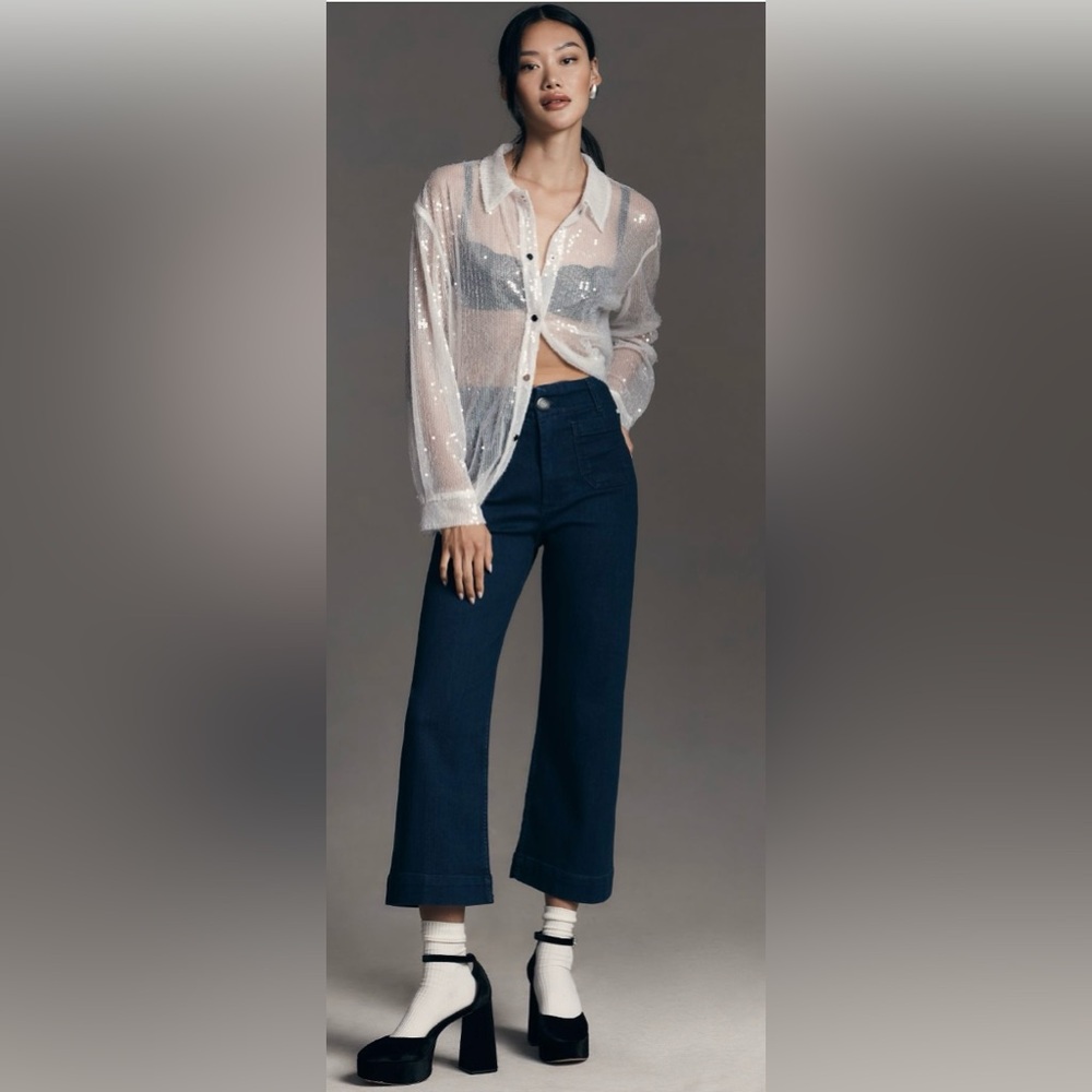 Anthropologie Colette high rise wide leg crop Jean by Maeve